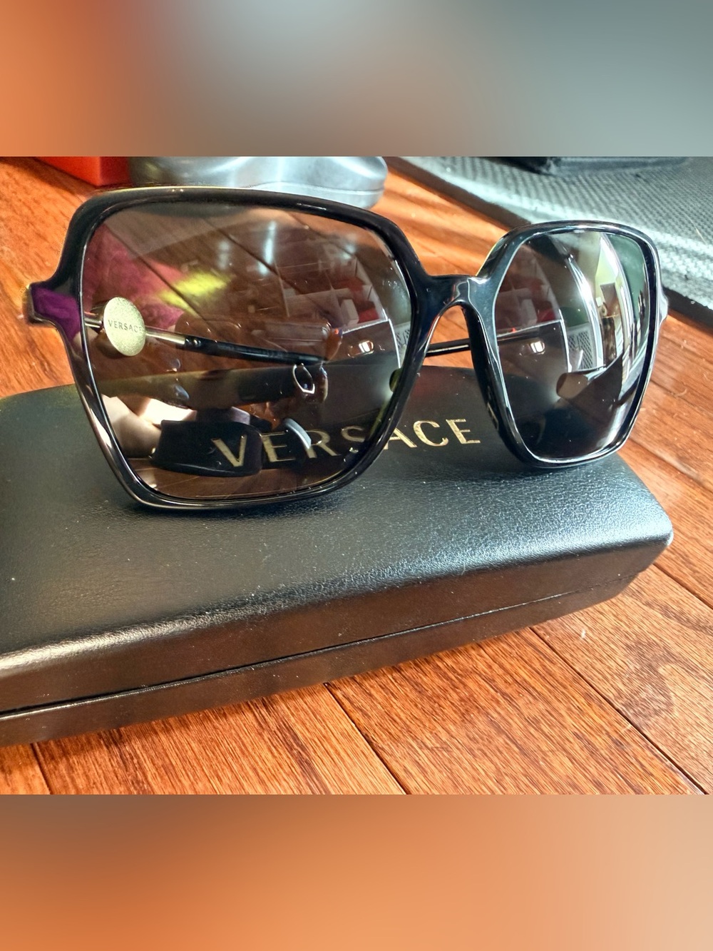 Versace Black Gradient Square Sunglasses